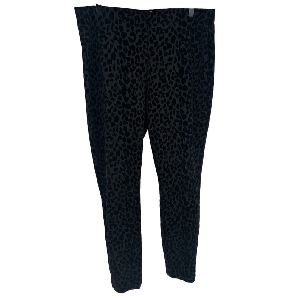 Nanette Lepore Velvet Animal Print Leggings Black High Waisted Size Large EUC